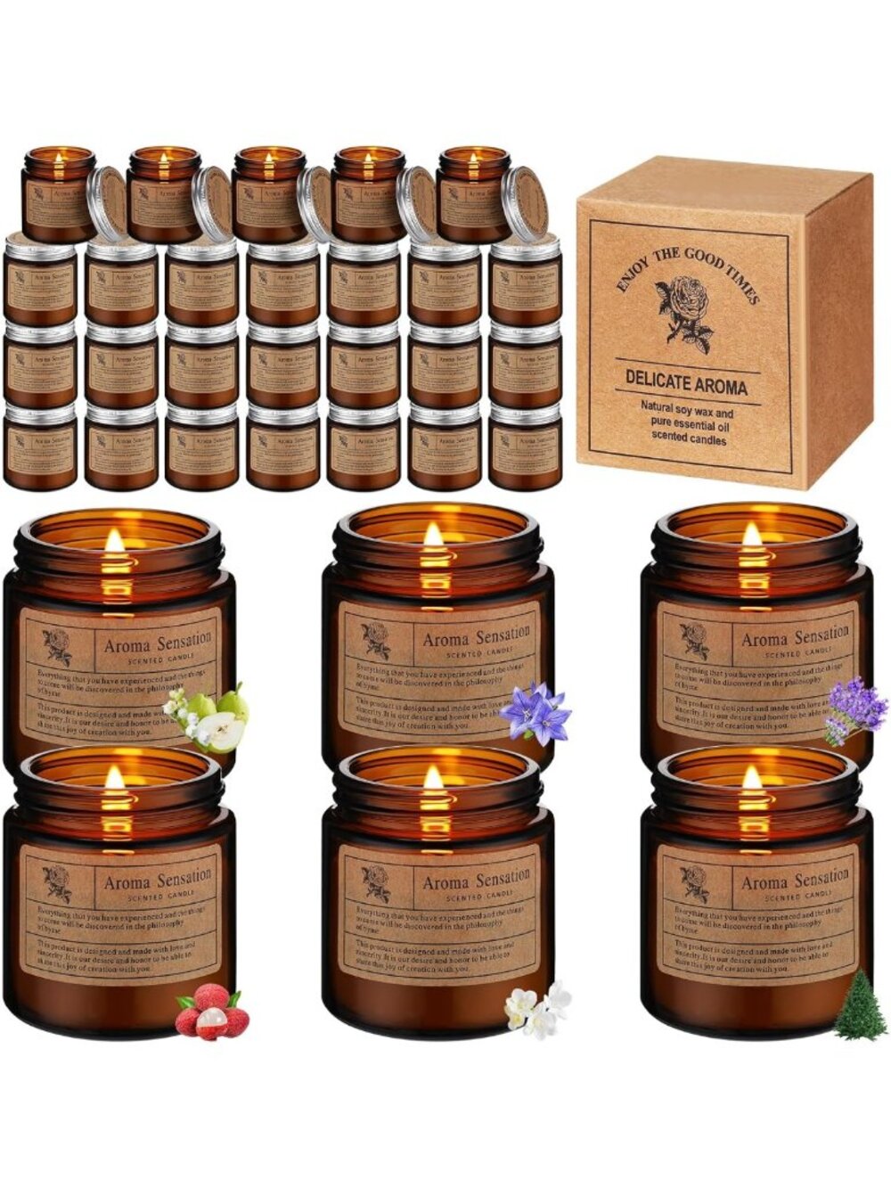 36 Pcs Scented Jar Candles Gift Set for Women - Long Lasting Aromatherapy, Home